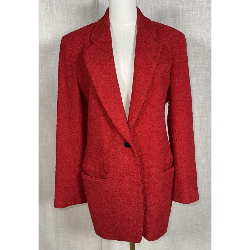 Vintage Y2K Women's The Limited Virgin Wool Boucle Blazer Jacket Sz Small Red